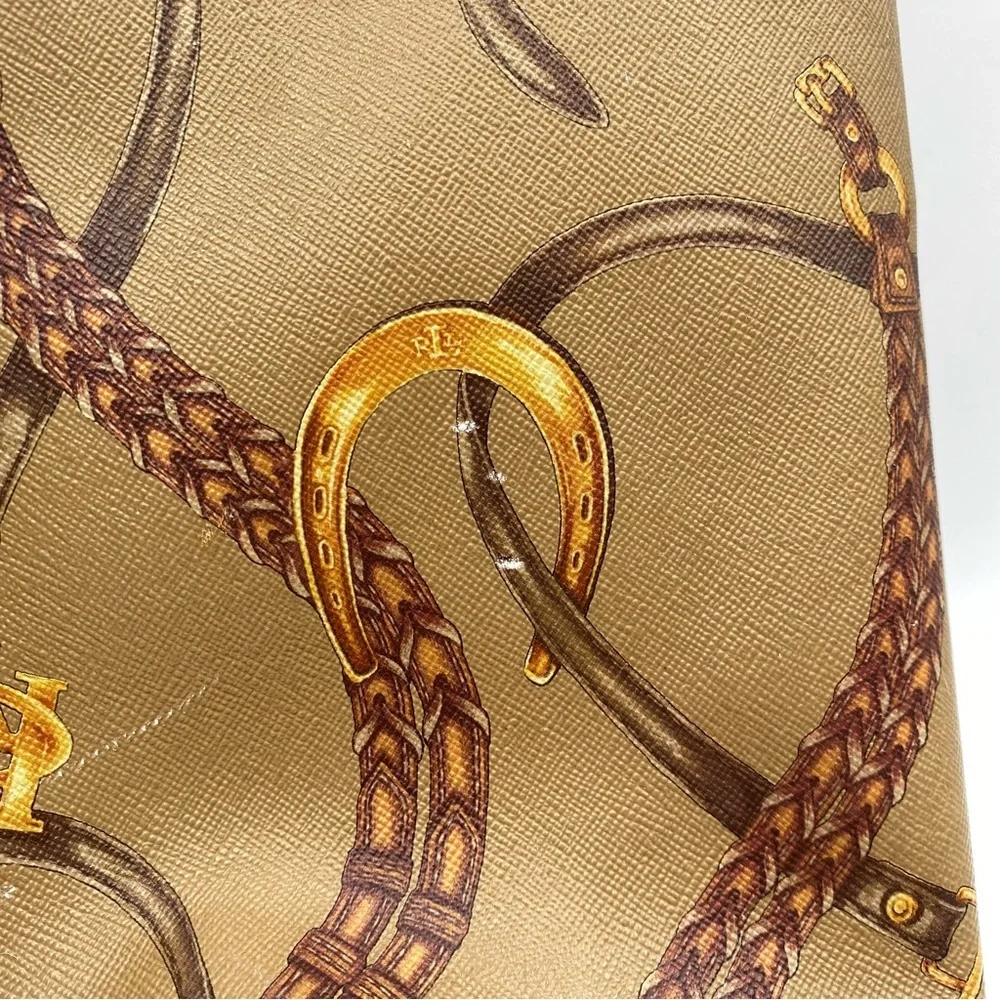 Lauren Ralph Lauren Women’s Brown Saffiano Leather Halstead Equestrian Tote Bag - Picture 11 of 11